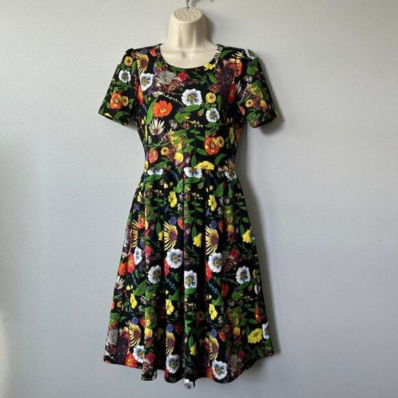 LulaRoe Bird and Floral Print Amelia Dress Size S - Picture 1 of 6